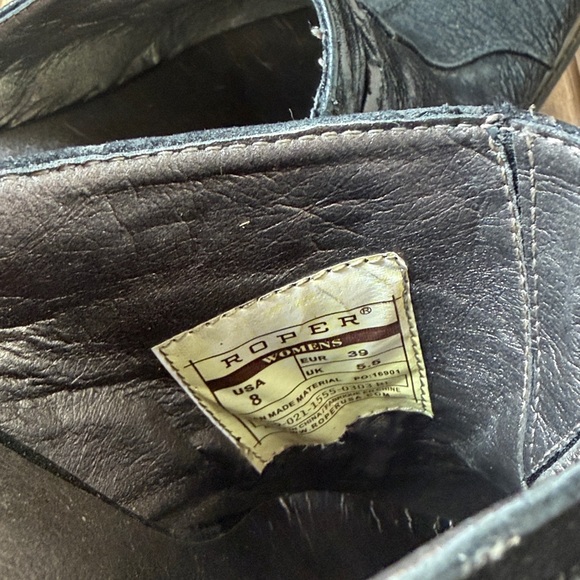 Roper Black Almond Toe Faux Leather Slip On Western Cowgirl Mules Women's 8 - Picture 4 of 6